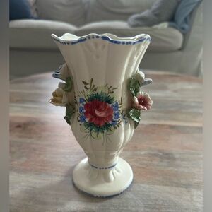 Vintage Hand Painted Made in Italy Floral Ceramic Applied Flowers